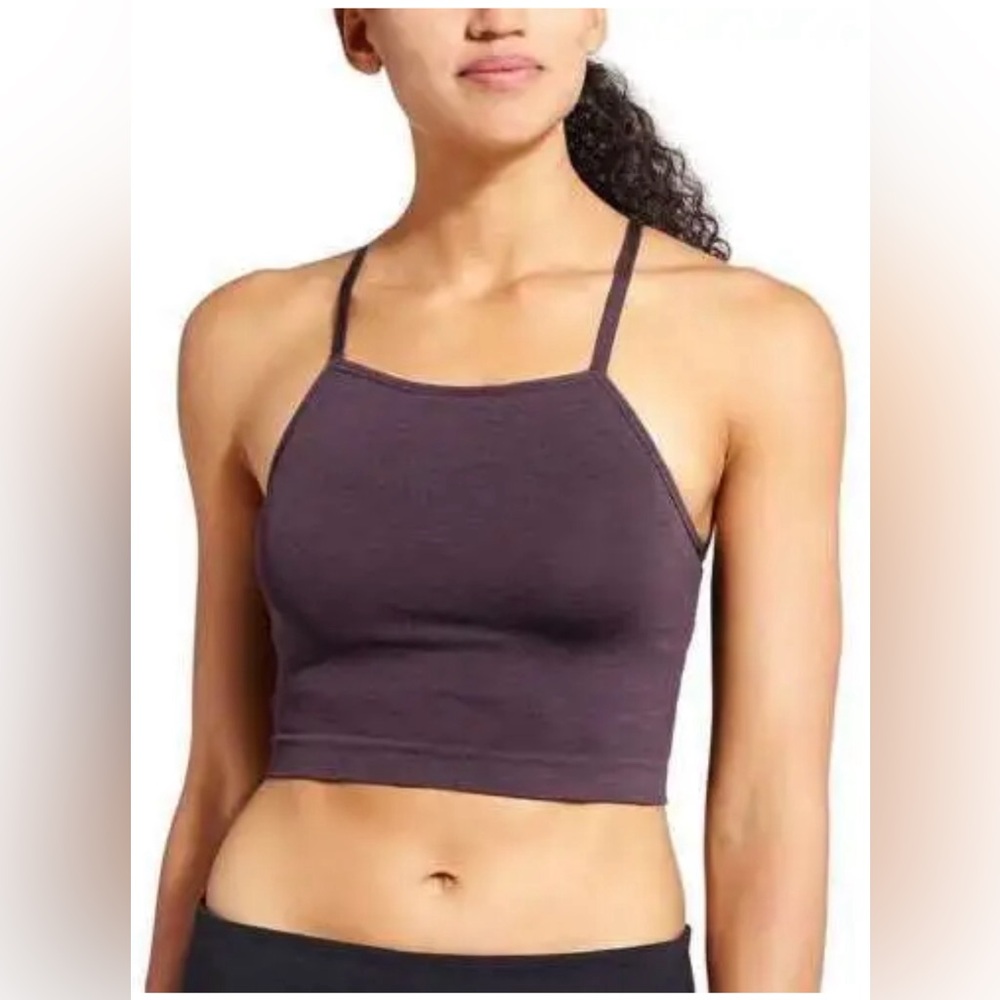 ATHLETA Bra Medium‎ Purple Eagle Pose Bra Built In Bra Cropped Top
